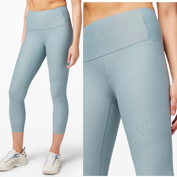 lululemon athletica Pants - Lululemon Zoned In High Rise Crop 23" Blue Cast W6BD4S 6 gym